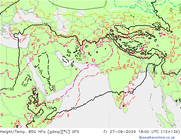 Z500/Rain (+SLP)/Z850 GFS Fr 27.09.2024 18 UTC