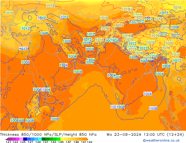 Schichtdicke 850-1000 hPa GFS Mo 23.09.2024 12 UTC