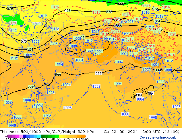 Thck 500-1000hPa GFS Dom 22.09.2024 12 UTC