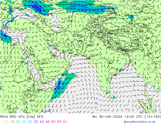 Wind 950 hPa GFS Mo 30.09.2024 12 UTC