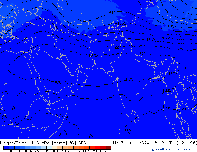 Height/Temp. 100 hPa GFS Mo 30.09.2024 18 UTC