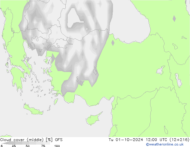 облака (средний) GFS вт 01.10.2024 12 UTC