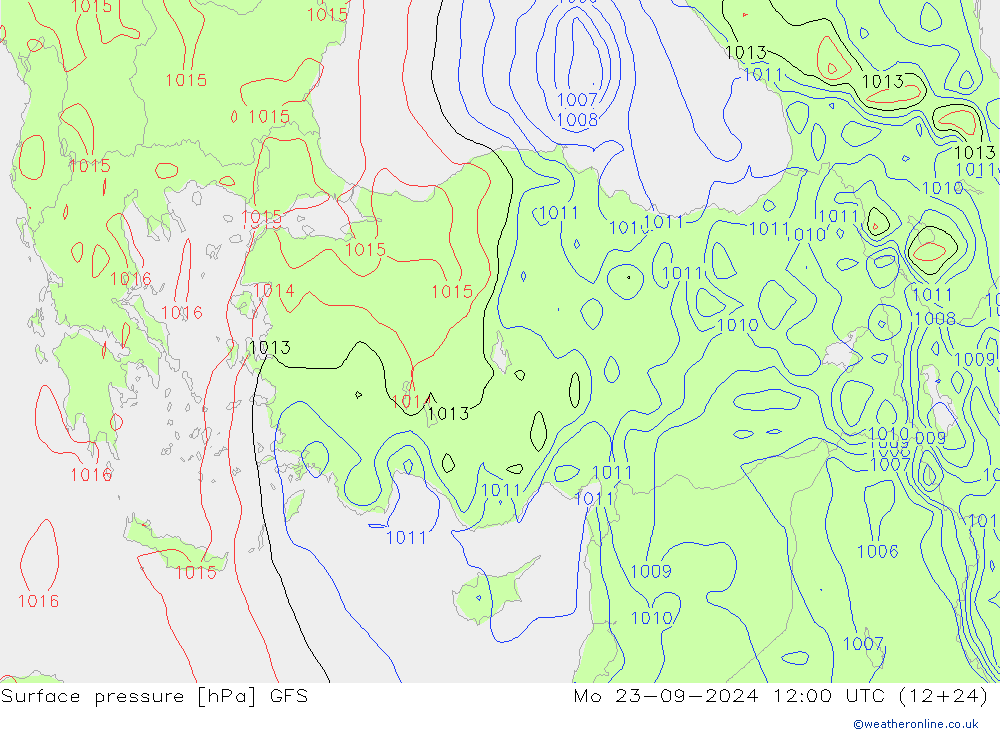 Yer basıncı GFS Pzt 23.09.2024 12 UTC