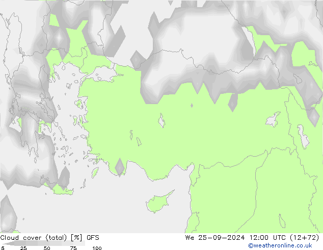 Wolken (gesamt) GFS Mi 25.09.2024 12 UTC