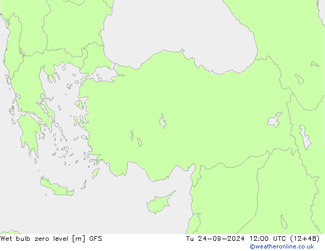 Wet bulb zero level GFS Tu 24.09.2024 12 UTC