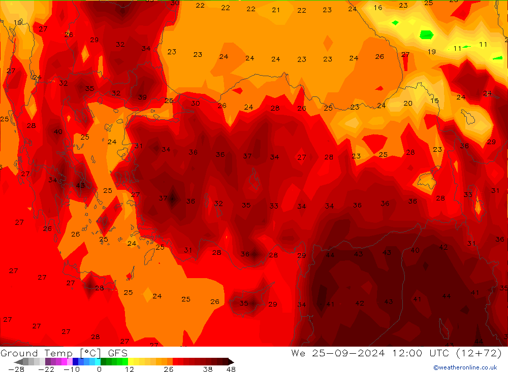 Temp GFS mer 25.09.2024 12 UTC