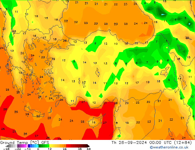 Ground Temp GFS Th 26.09.2024 00 UTC