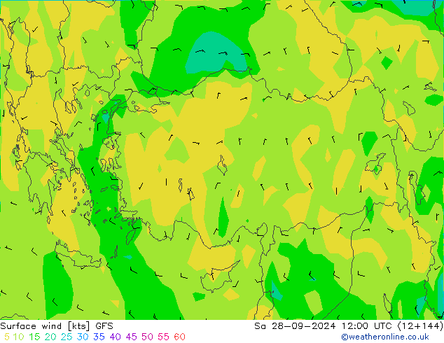 Surface wind GFS Sa 28.09.2024 12 UTC