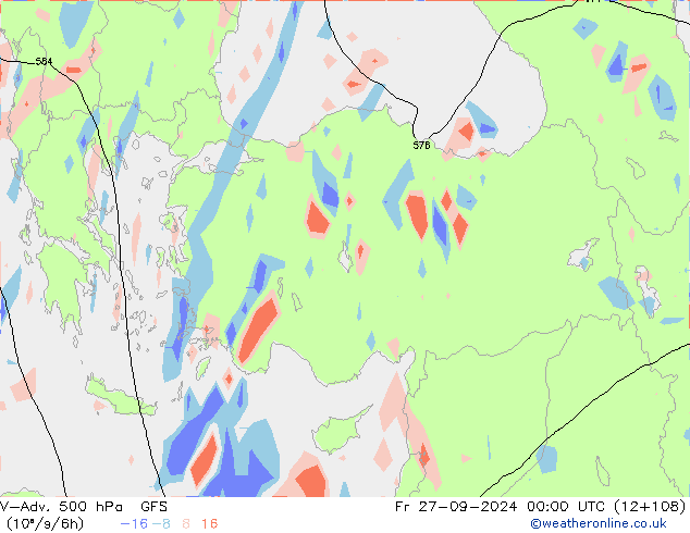 V-Adv. 500 гПа GFS пт 27.09.2024 00 UTC