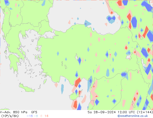 V-Adv. 850 hPa GFS Sa 28.09.2024 12 UTC