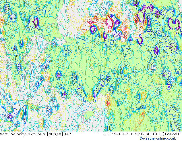 Vert. Velocity 925 hPa GFS Tu 24.09.2024 00 UTC