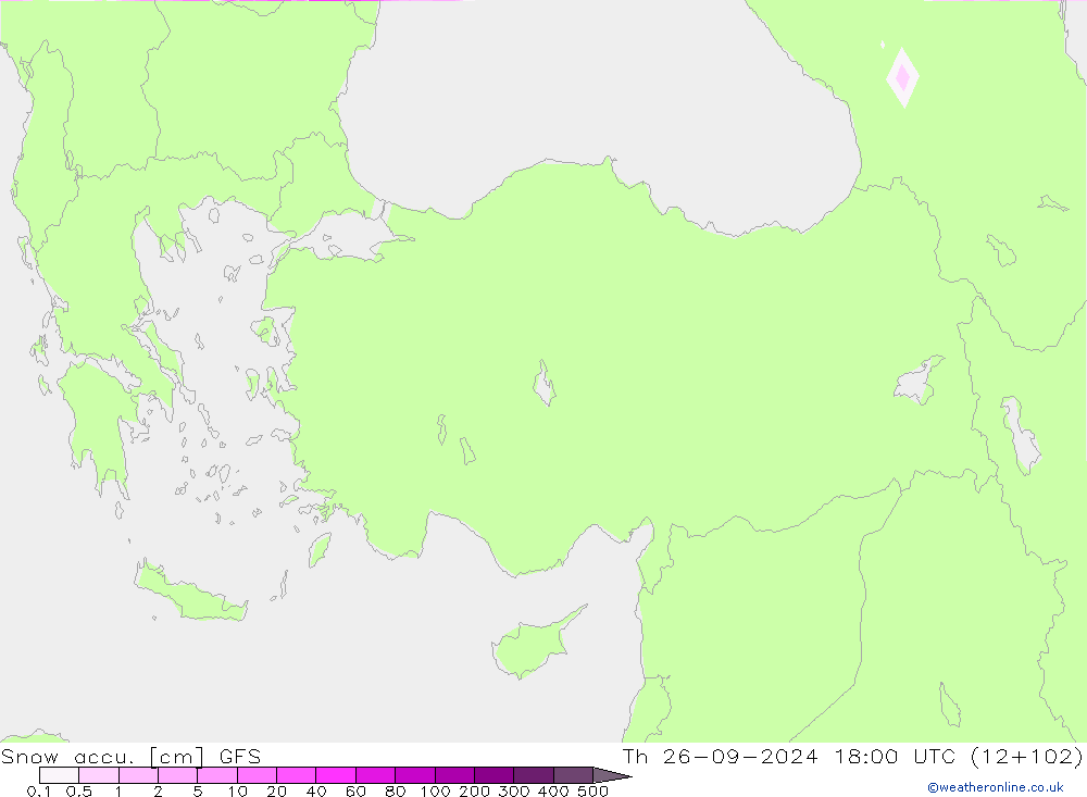 Totale sneeuw GFS do 26.09.2024 18 UTC