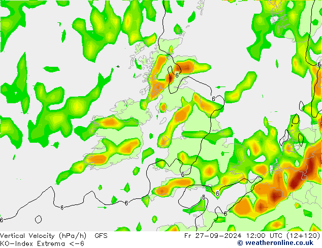 Convection-Index GFS Fr 27.09.2024 12 UTC