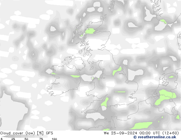 облака (низкий) GFS ср 25.09.2024 00 UTC