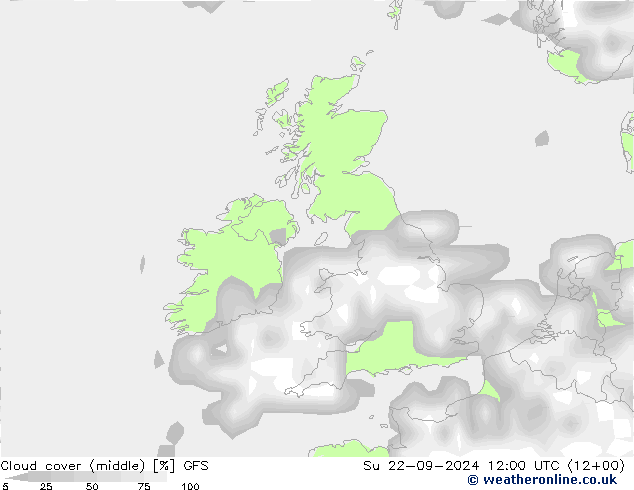 Nuages (moyen) GFS dim 22.09.2024 12 UTC