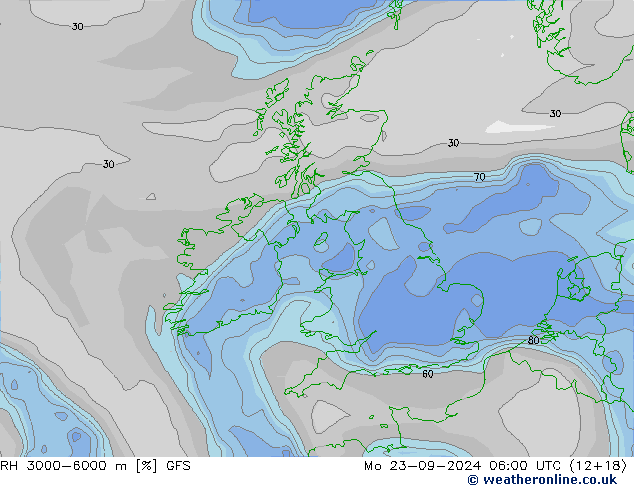 RH 3000-6000 m GFS пн 23.09.2024 06 UTC