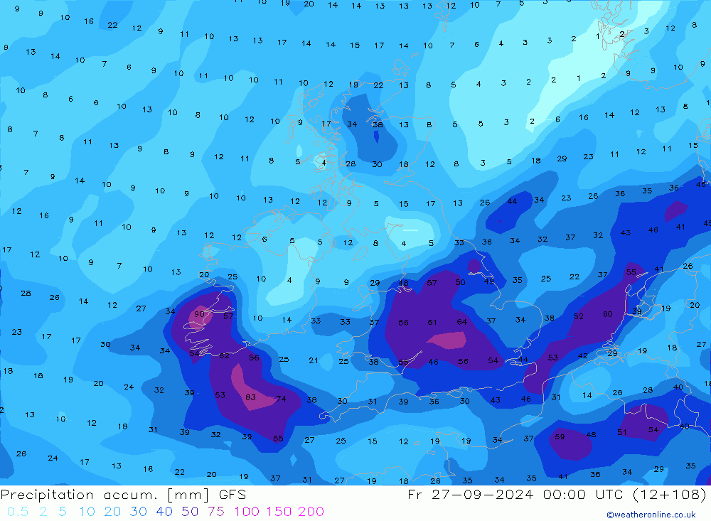 Precipitación acum. GFS septiembre 2024