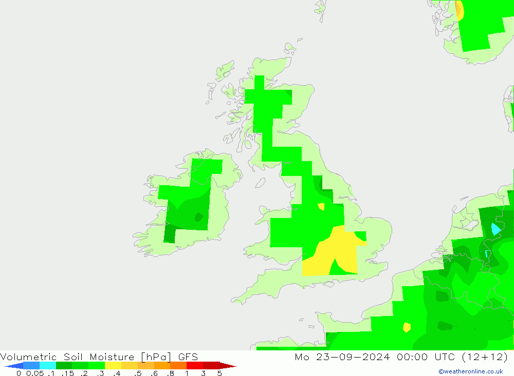 Volumetric Soil Moisture GFS lun 23.09.2024 00 UTC