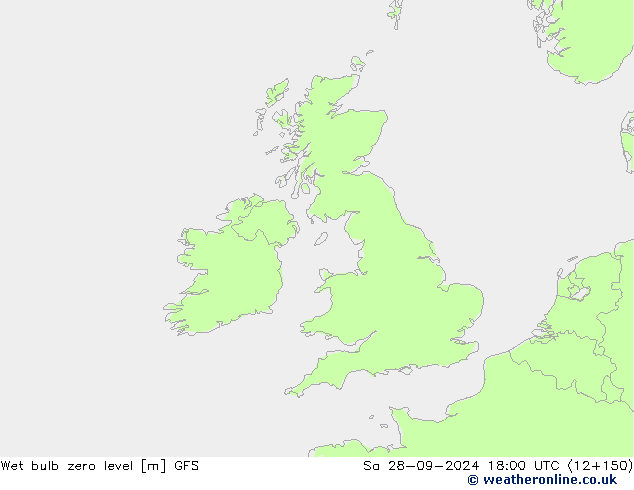 Wet bulb zero level GFS Sa 28.09.2024 18 UTC