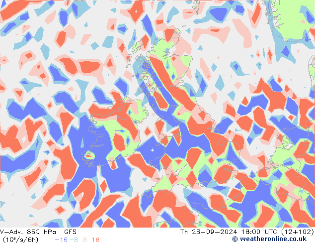 V-Adv. 850 hPa GFS Th 26.09.2024 18 UTC