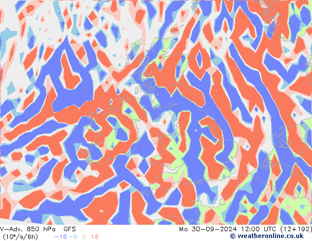 V-Adv. 850 hPa GFS pon. 30.09.2024 12 UTC