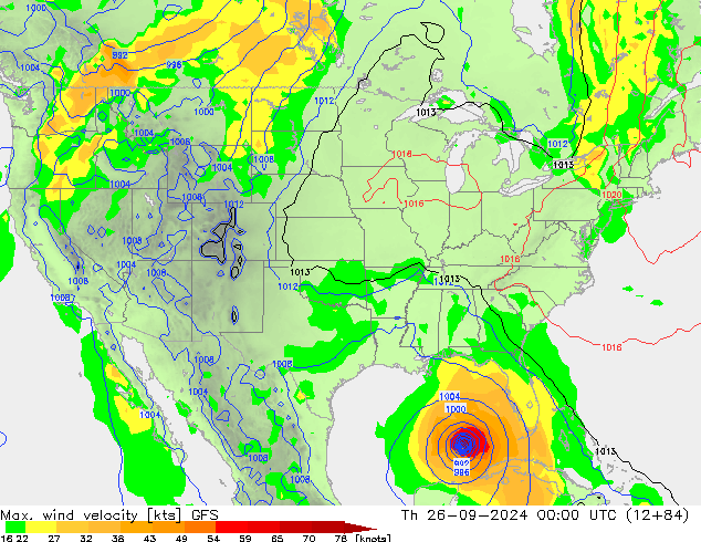 Max. wind velocity GFS Th 26.09.2024 00 UTC