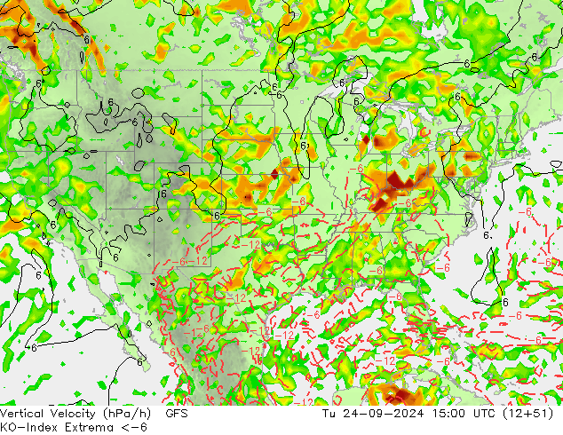 Convection-Index GFS Út 24.09.2024 15 UTC