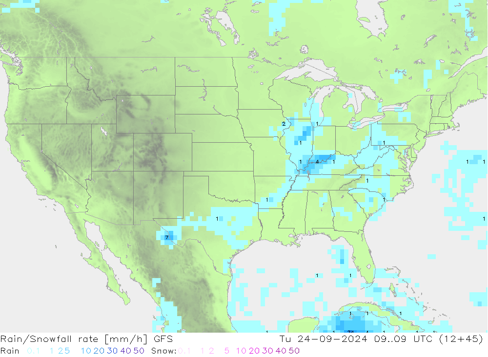 Regen/Sneeuwval GFS di 24.09.2024 09 UTC