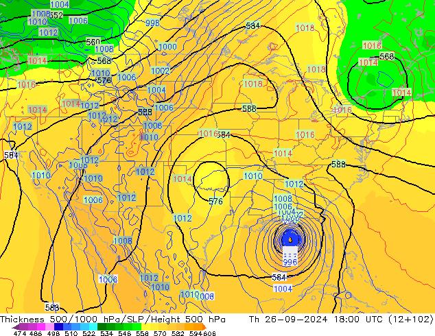 Schichtdicke 500-1000 hPa GFS Do 26.09.2024 18 UTC