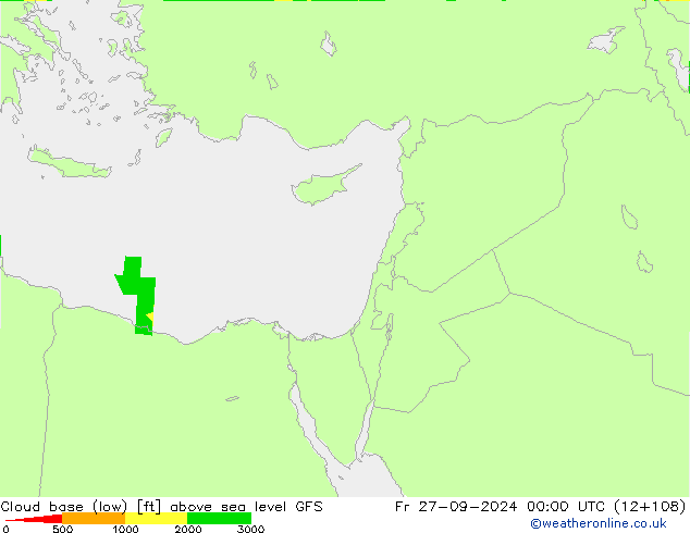 Cloud base (low) GFS Pá 27.09.2024 00 UTC