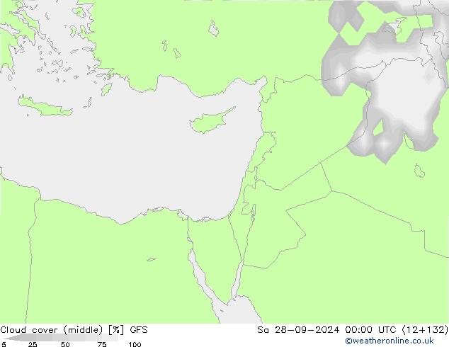 Cloud cover (middle) GFS Sa 28.09.2024 00 UTC