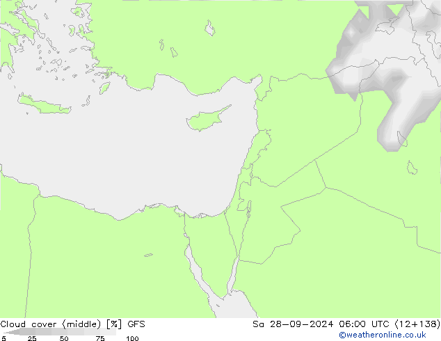 Cloud cover (middle) GFS Sa 28.09.2024 06 UTC