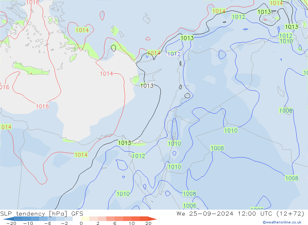 SLP tendency GFS St 25.09.2024 12 UTC