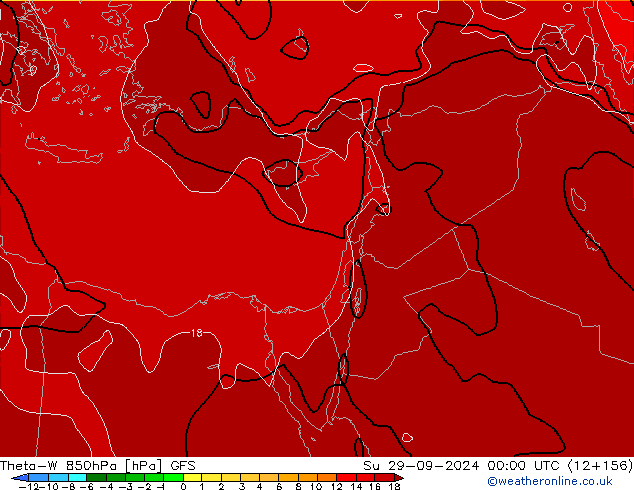 Theta-W 850hPa GFS Su 29.09.2024 00 UTC