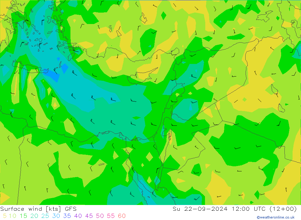 ветер 10 m GFS Вс 22.09.2024 12 UTC