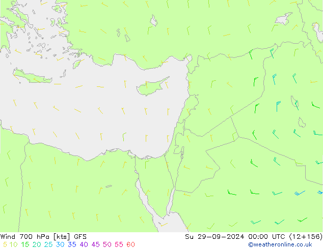 Wind 700 hPa GFS Su 29.09.2024 00 UTC