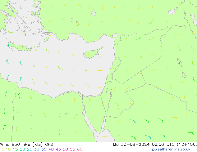 Wind 850 hPa GFS Mo 30.09.2024 00 UTC