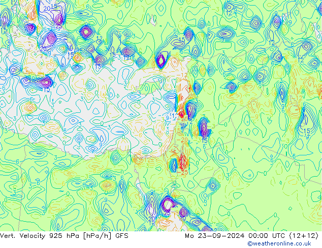 925 hPa Dikey Hız GFS Pzt 23.09.2024 00 UTC