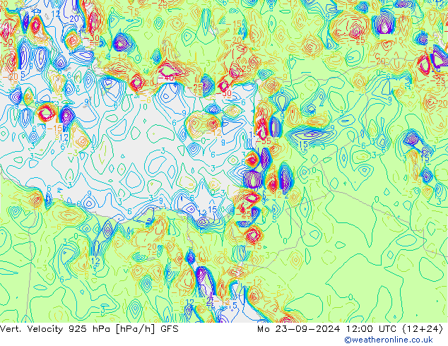 Vert. Velocity 925 гПа GFS пн 23.09.2024 12 UTC