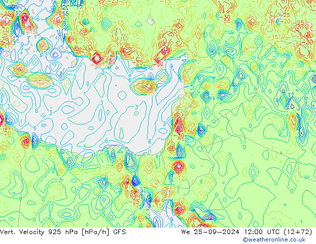 Vert. Velocity 925 hPa GFS Mi 25.09.2024 12 UTC