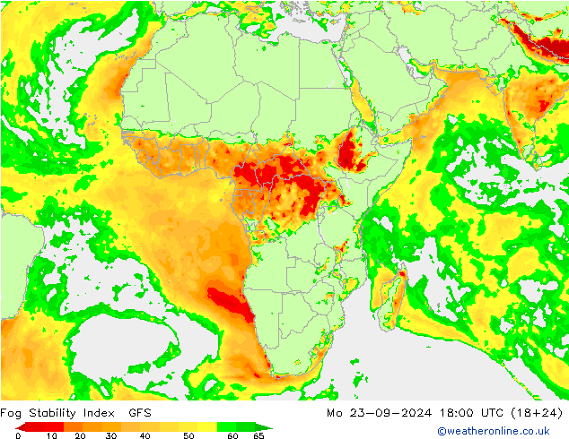 Fog Stability Index GFS pon. 23.09.2024 18 UTC