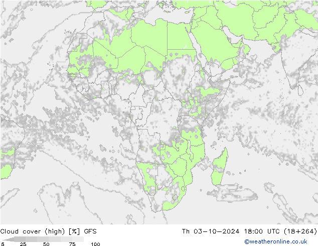 zachmurzenie (wysokie) GFS czw. 03.10.2024 18 UTC