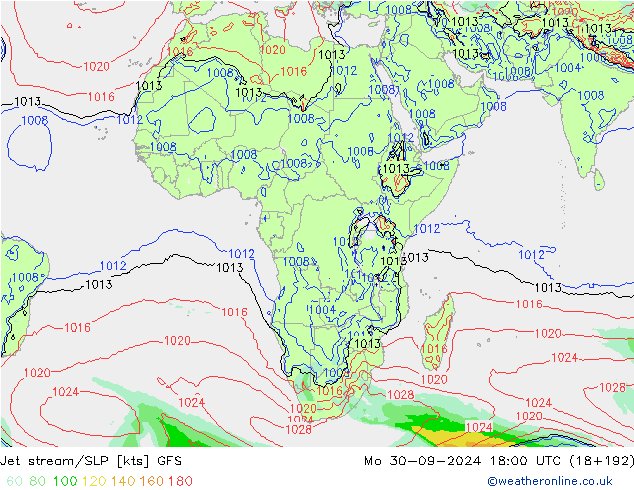 Polarjet/Bodendruck GFS Mo 30.09.2024 18 UTC