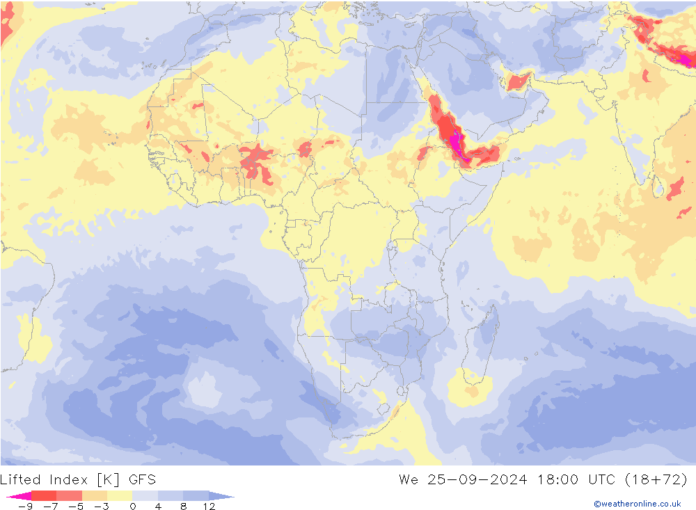 Lifted Index GFS St 25.09.2024 18 UTC