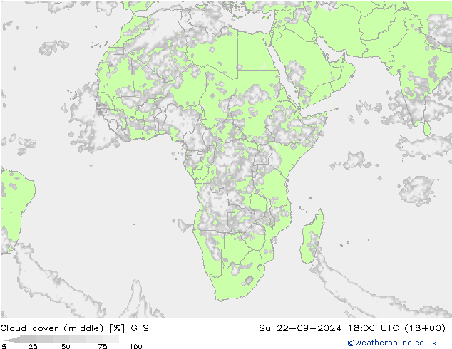 Nuages (moyen) GFS dim 22.09.2024 18 UTC