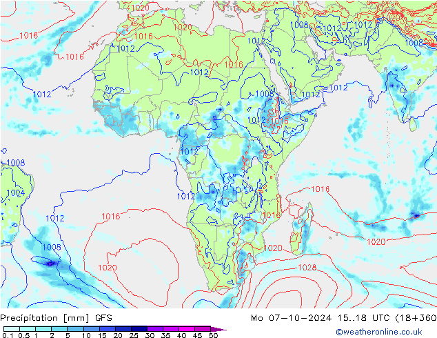 Precipitación GFS lun 07.10.2024 18 UTC