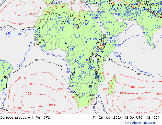 Surface pressure GFS Th 26.09.2024 18 UTC