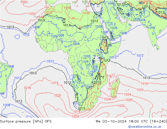 pression de l'air GFS mer 02.10.2024 18 UTC