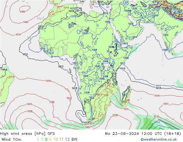 High wind areas GFS Po 23.09.2024 12 UTC