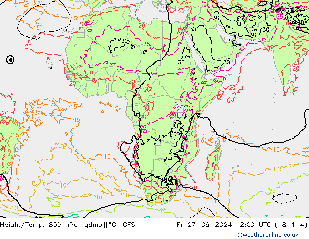 Z500/Rain (+SLP)/Z850 GFS Fr 27.09.2024 12 UTC